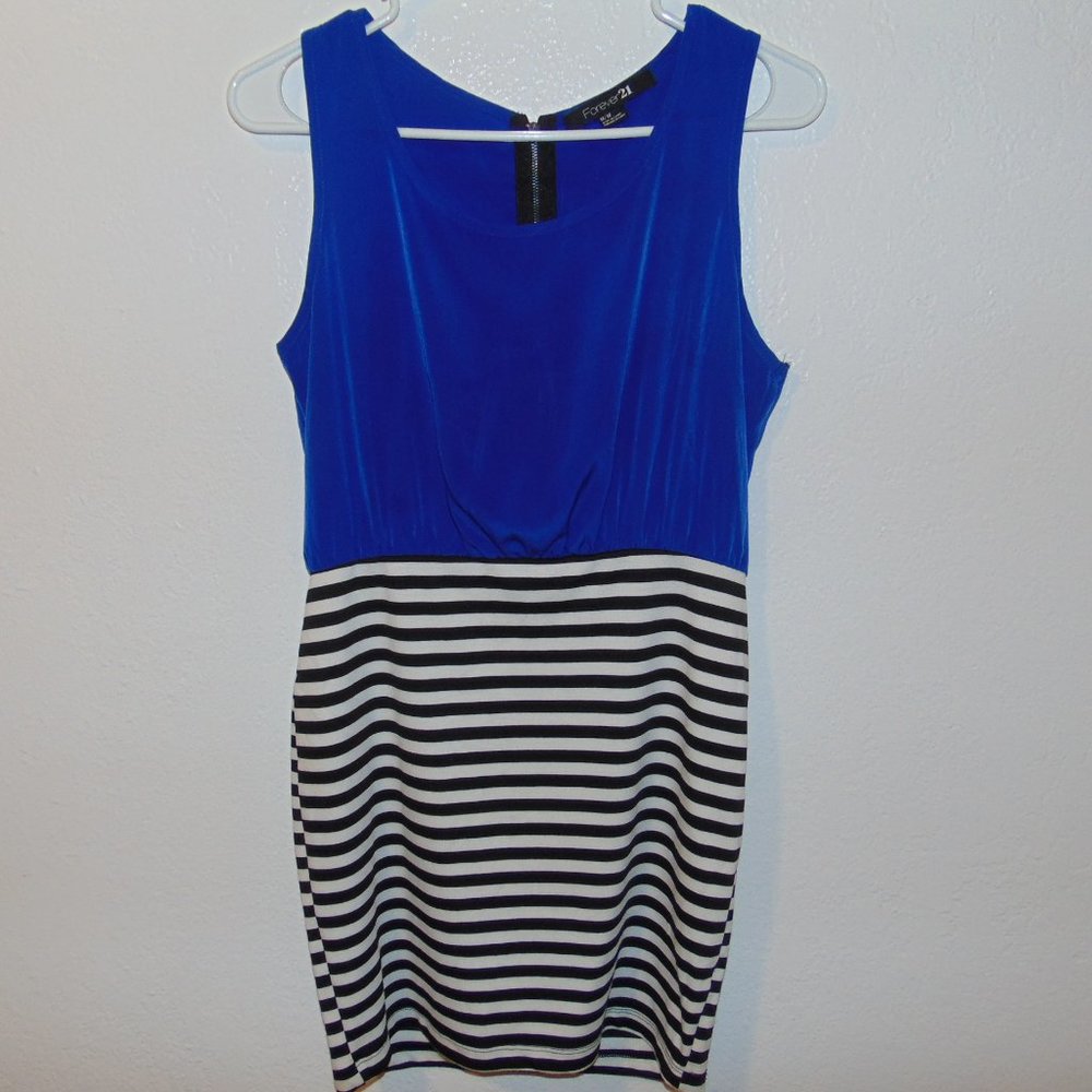 Forever 21 Blue with black and white striped dress